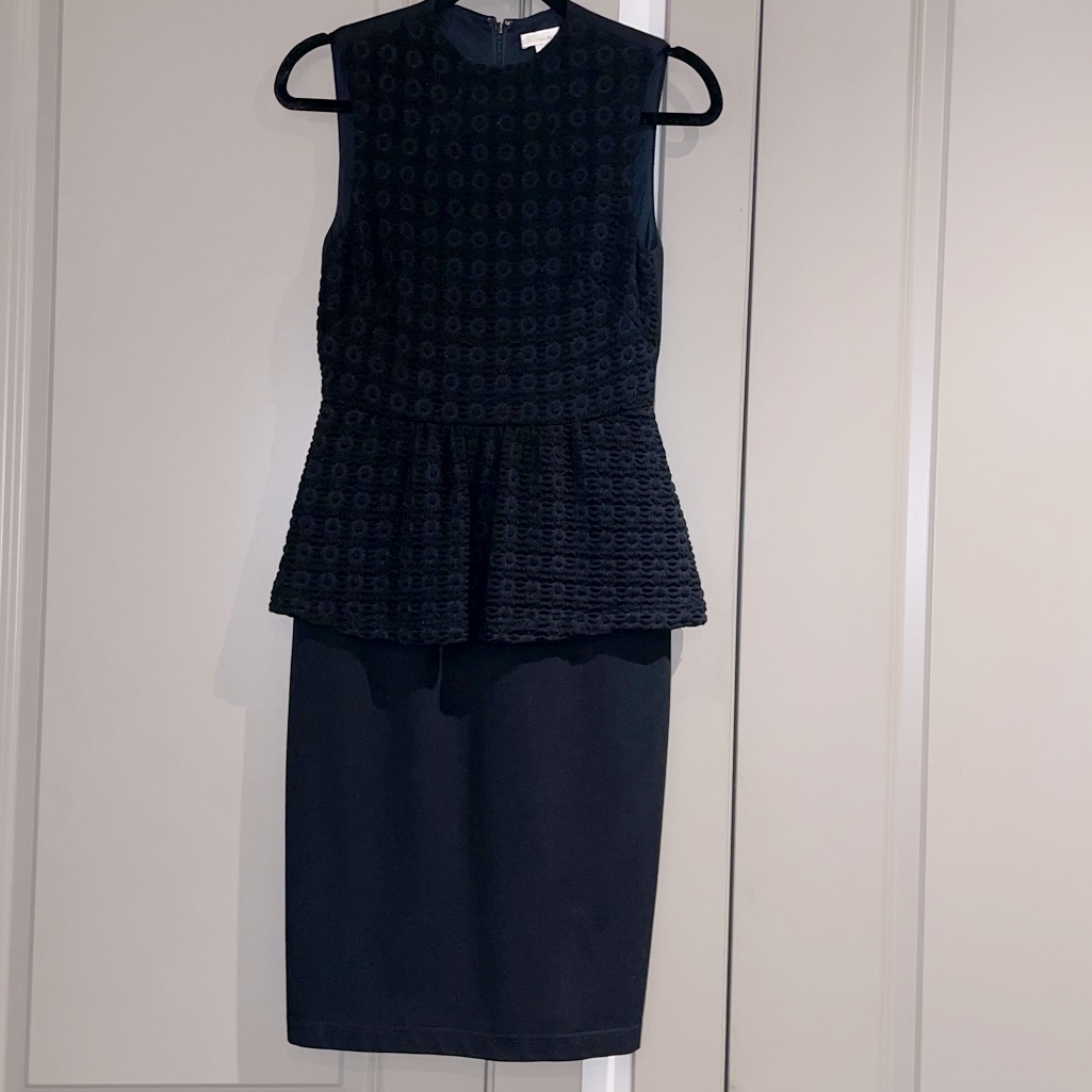 Shoshanna Black Textured Sleeveless Peplum Dress 4